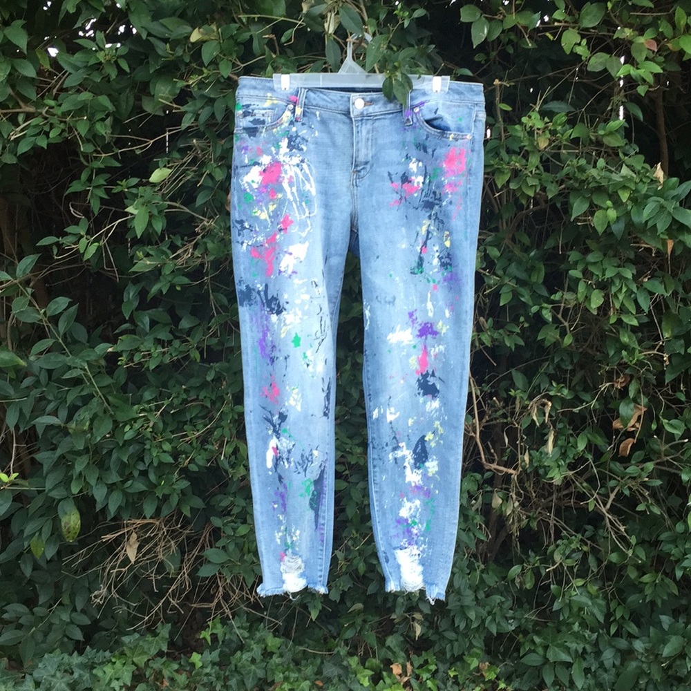 New York and Co Soho Paint Splattered Jeans